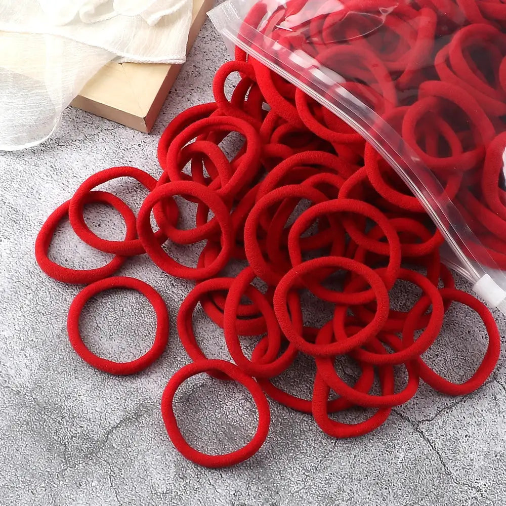 NovaHair 50 Pcs Mixed Colors Hair Bands 4 Cm Elastic Hair Ties Ponytail Holders Gentle Hold For Everyday Ponytails