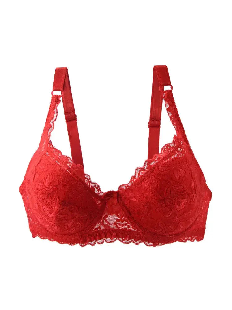 Red lace push-up bra by Simples Market with adjustable straps