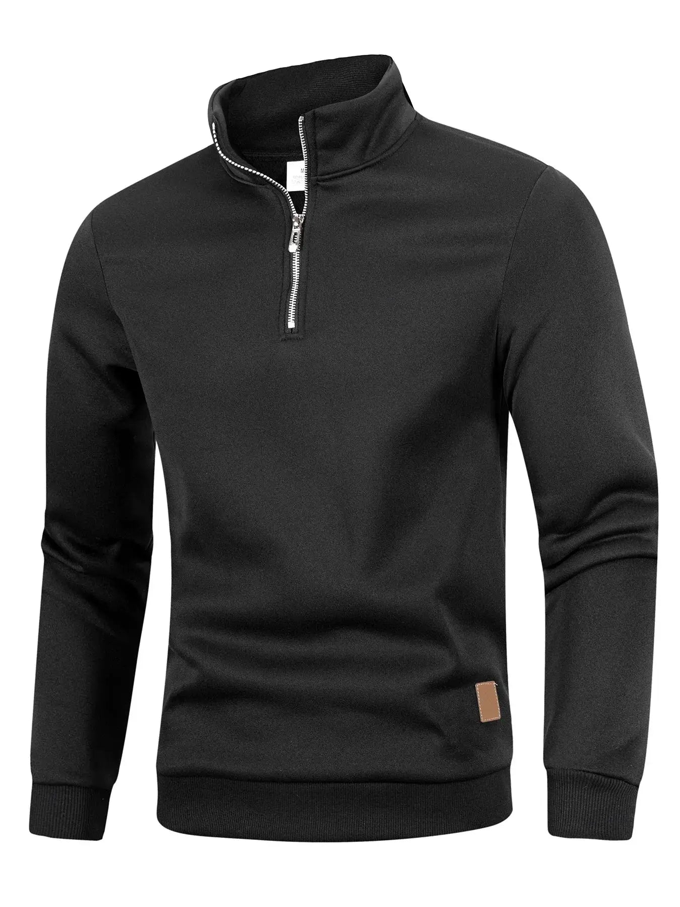 Men's Simples Market black zip-neck pullover sweater with high collar