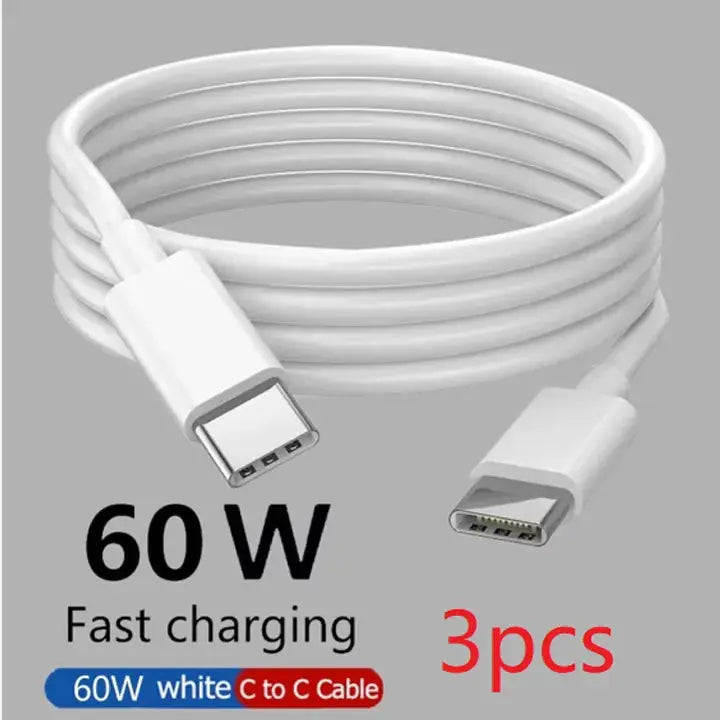 Vikefon USB C to USB C 60W Fast Charging Cable High Power Charge for iPhone 15 16 Samsung Xiaomi Huawei