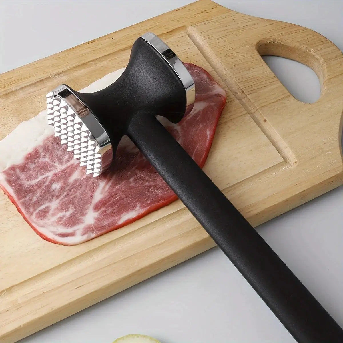 Heavy Duty Kitchen Meat Tenderizer Hammer With Rubber Grip Stainless Steel Head For Effortless Pounding And Tenderizing