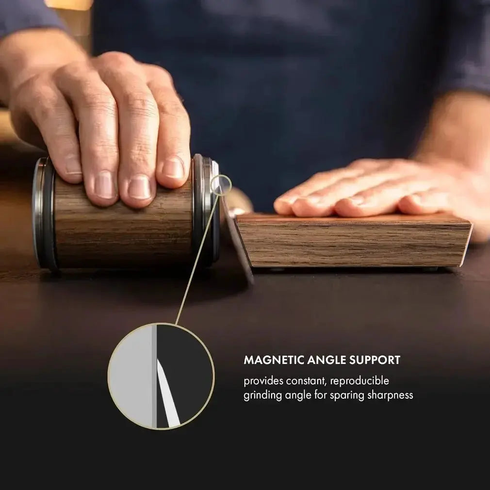 Rolling Knife Sharpener With Magnetic Knife Holder And Diamond Sharpening Stones For 15 And 20 Degree Angles