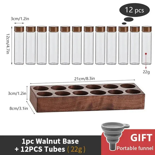 Coffeware Elegant Glass Coffee Beans Storage Tube Display Rack Set For Single Dose Espresso Accessory And Barista Tool