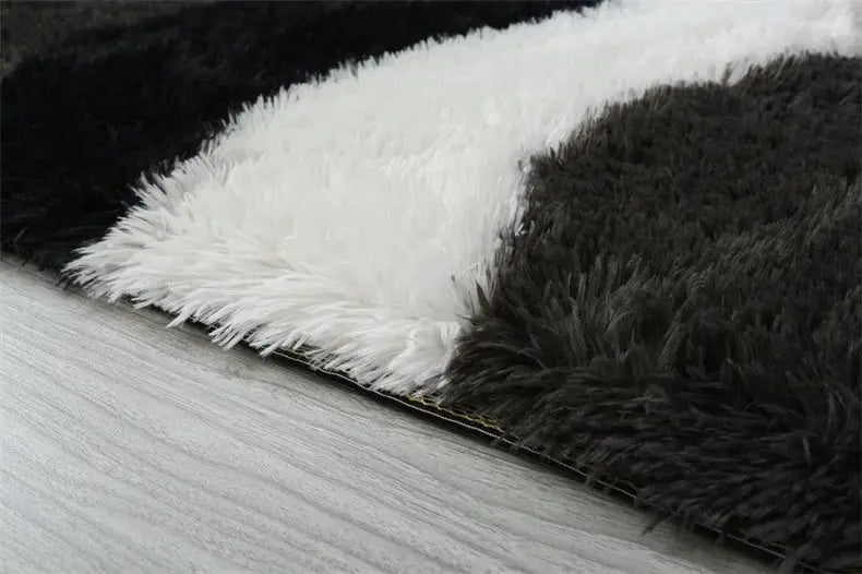 Simples Market premium fluffy area rug, black and white shag carpet, extra soft