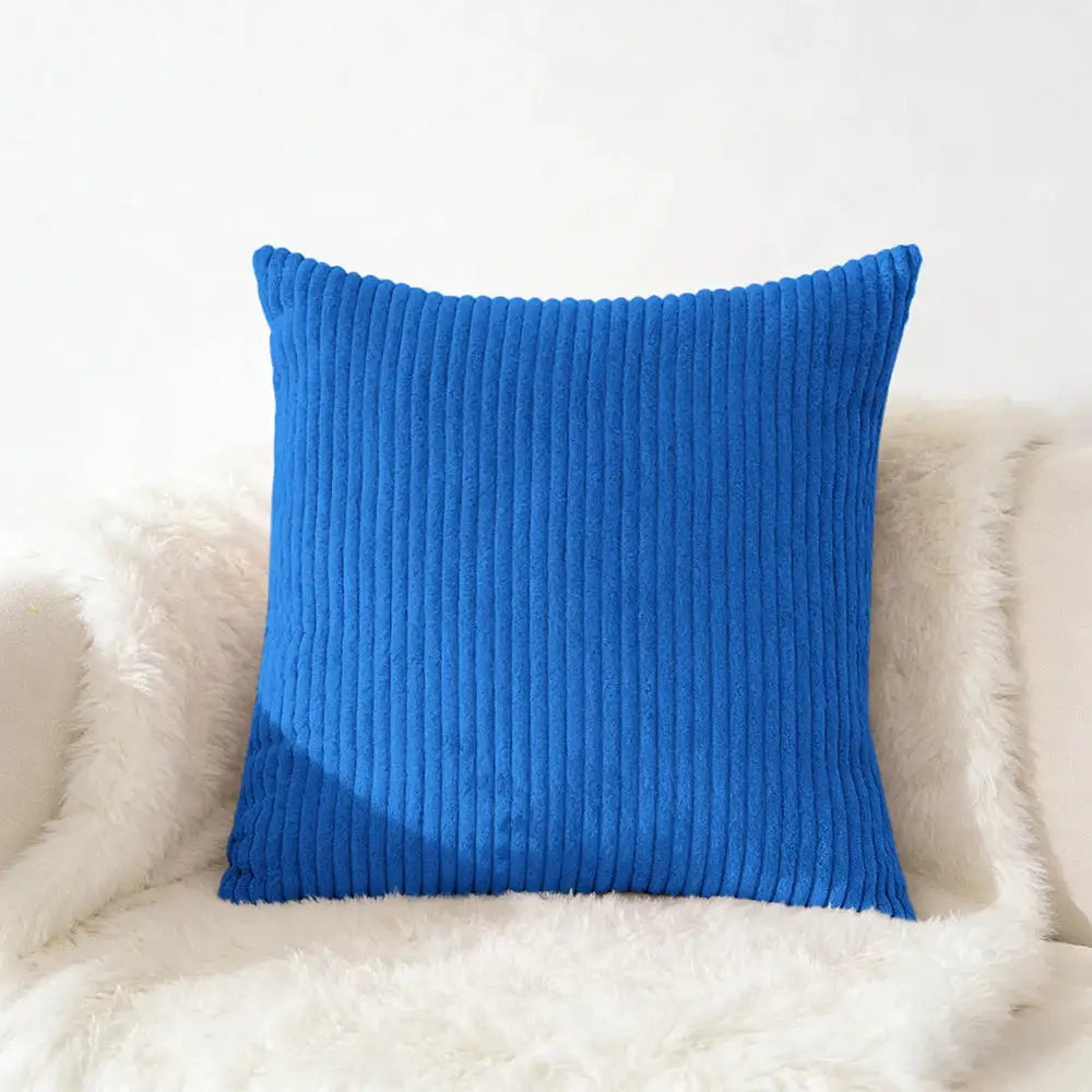 Corduroy blue pillow cover, 40x40/45x45/50x50/30x50 cm, soft plush flannel cushion case for sofa