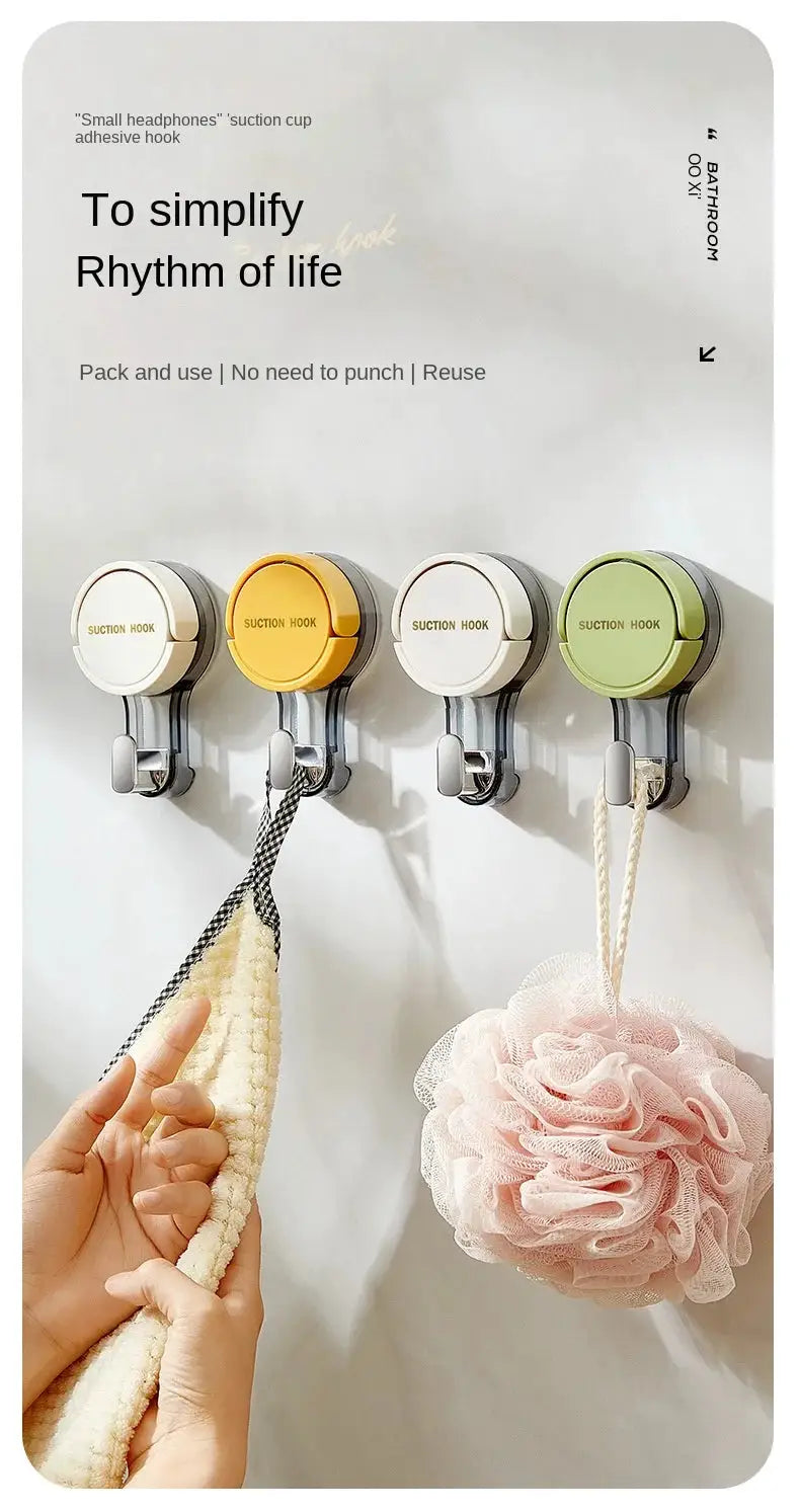 Simples Market vacuum suction hooks set of 4 in white, yellow, white and green for bathroom/kitchen, no-drill strong-hold.