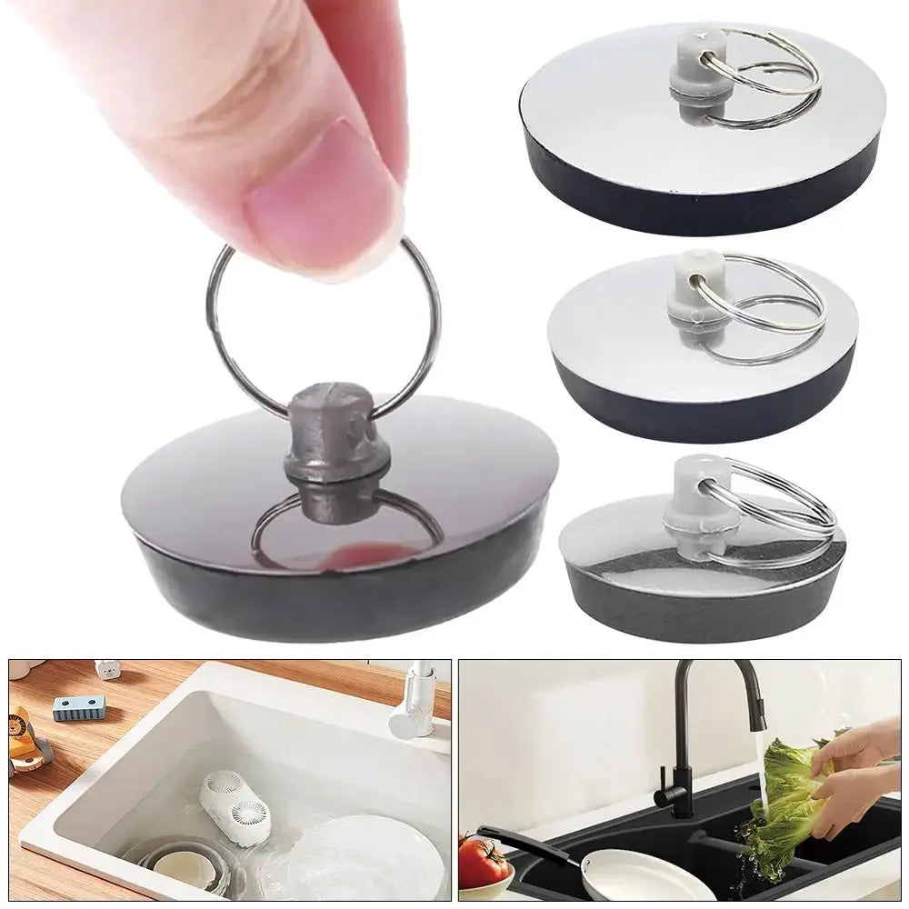 Simples Market stainless steel bath plug with rubber seal and keyring attachment