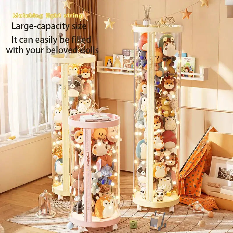 Transparent Doll Storage Box For Plush Toys And Dolls DIY Zipper Tube Organizer Christmas Gift For Kids