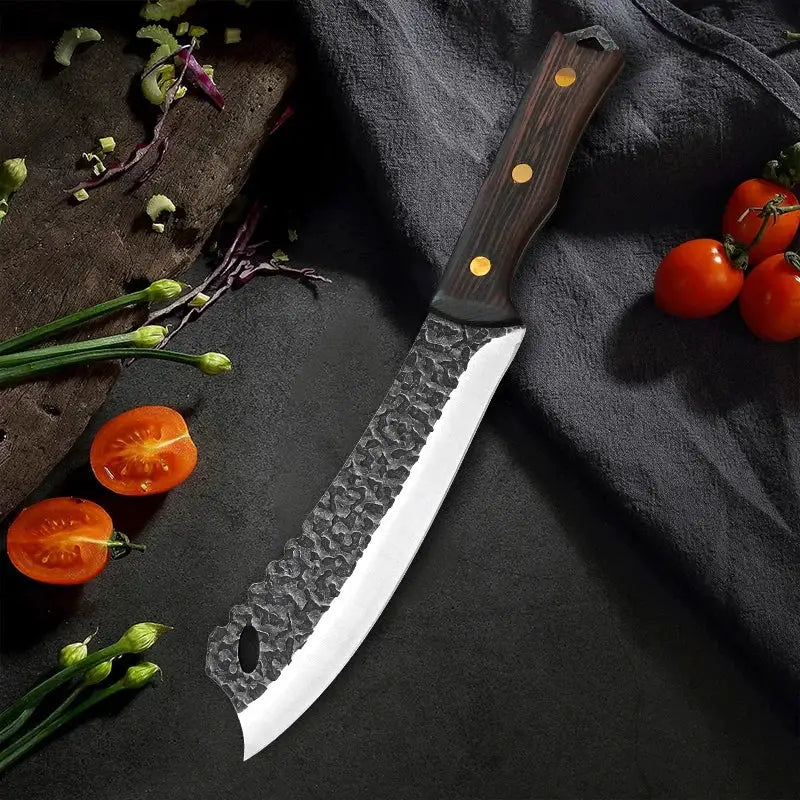 Handmade Kitchen Knife With Stainless Steel Blade And Wood Handle Chef Knife For Meat Slicing Fruit And Vegetable