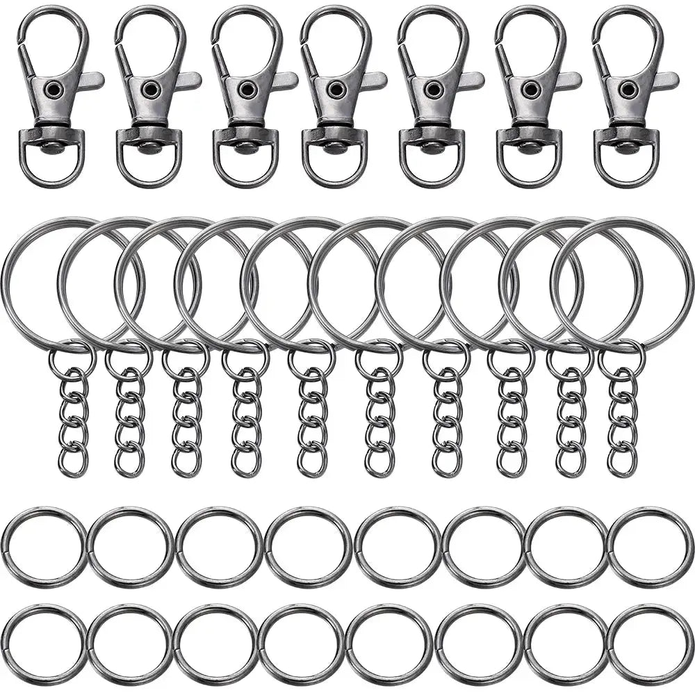 70 Piece Swivel Snap Hook And Key Ring Set With Jump Rings For DIY Keychains Lanyards Jewelry Making Supplies