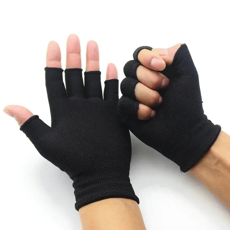 Black Wear Resistant Work Gloves For Men And Women Knitted Nylon Breathable Elastic Outdoor Protective Gloves