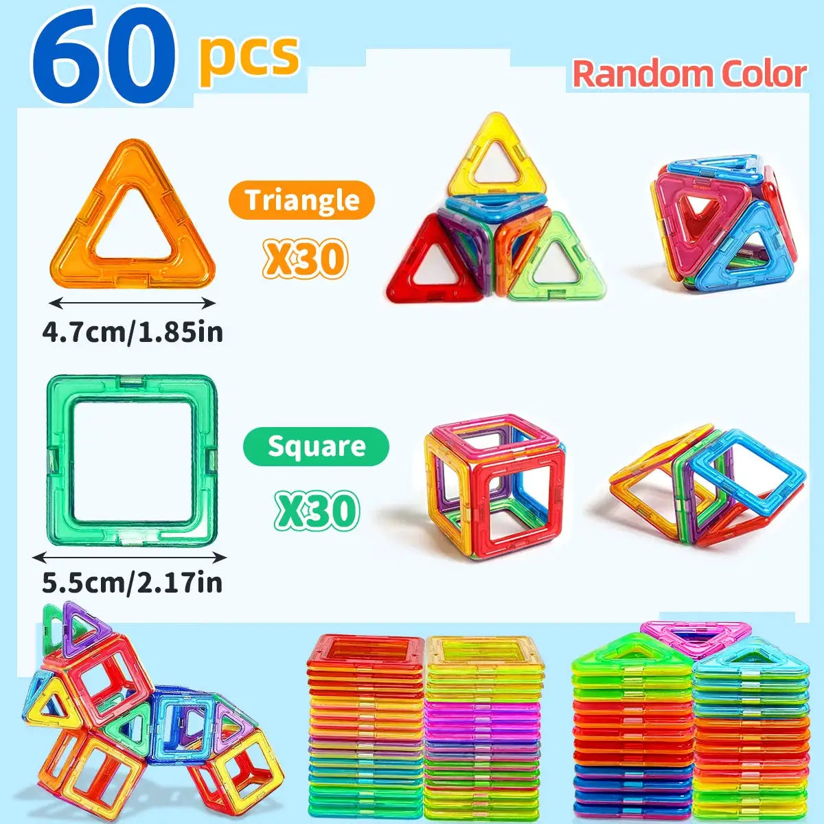 Magnetic Building Blocks Medium Size DIY Magnet Toys For STEM Learning Construction Educational Sets For Kids