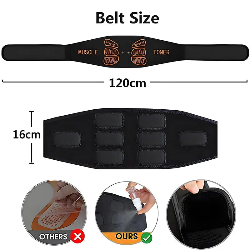 Abdominal Muscle Toner EMS Stimulator Belt For Waist Training USB Rechargeable Body Shaping Massager