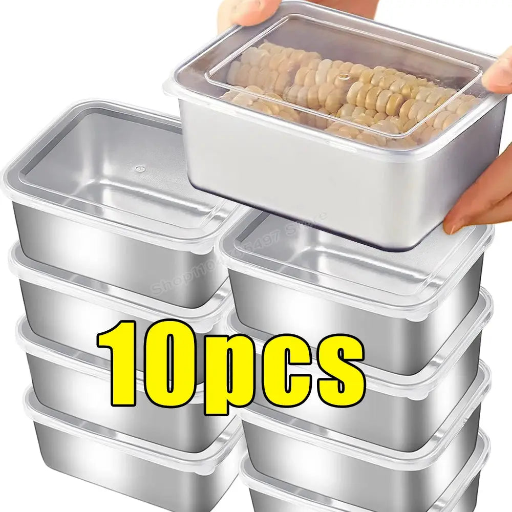 Stainless Steel Food Storage Container With Airtight Lid For Fridge Small Thickened Kitchen Organizer