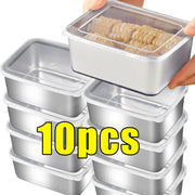 Stainless Steel Food Storage Container With Airtight Lid For Fridge Small Thickened Kitchen Organizer