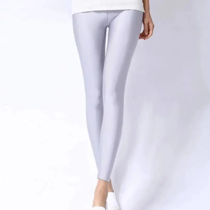 VivaWear Spring Solid Candy Neon Leggings For Women High Stretch Breathable Polyester All Day Comfort