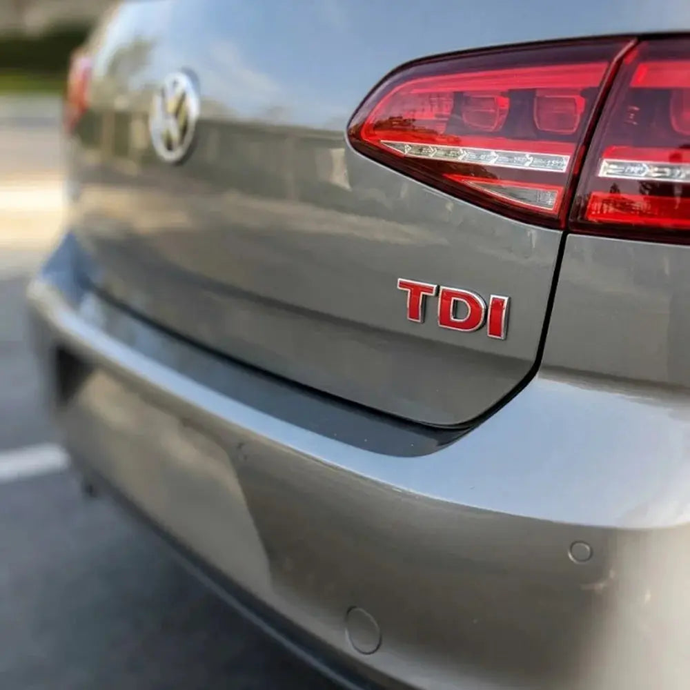 VW TDI trunk badge, 3D ABS red lettering emblem on rear of car