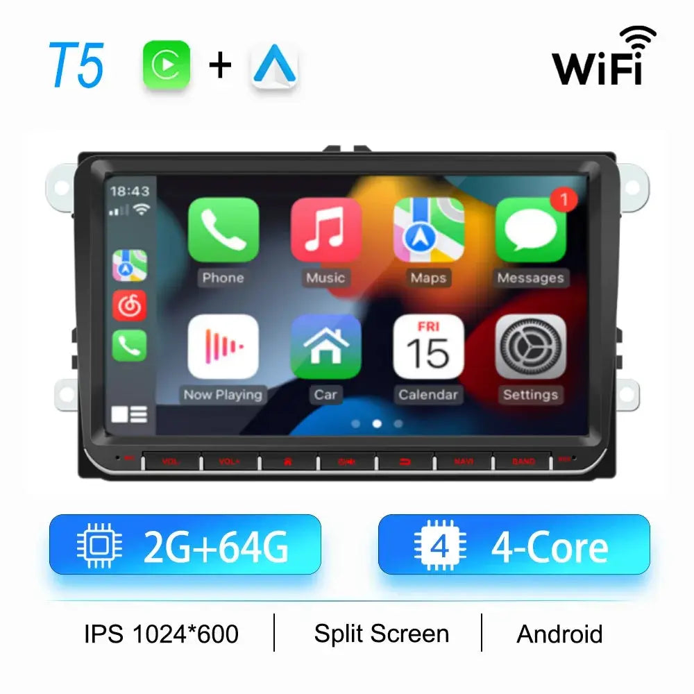 Simples Market 2Din Android car radio for VW/Skoda with black frame and WiFi GPS