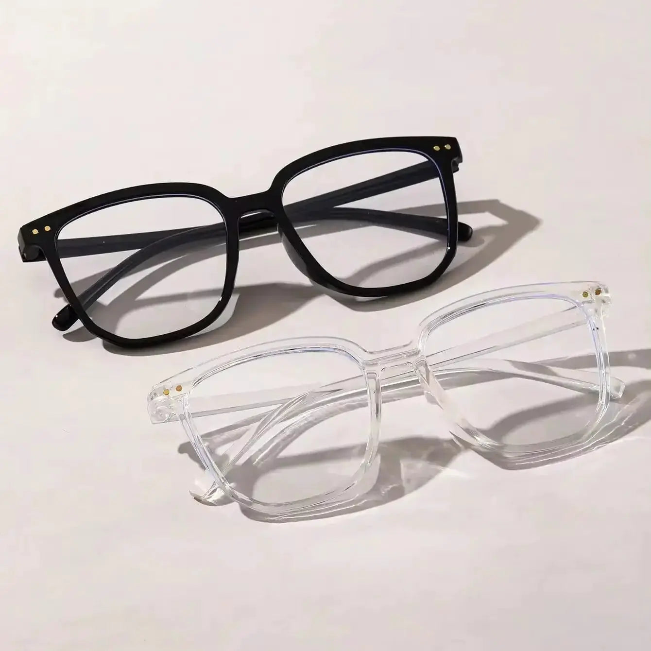 NovaSight Unisex Classic Square Frame Glasses Two Piece Set Lightweight Titanium Plastic Frames For All Day Comfort