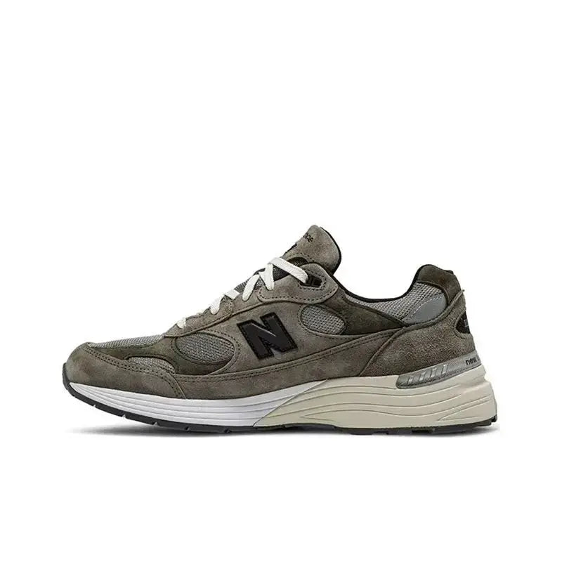 Simples Market mesh 990 running shoes, gray suede and mesh upper with white laces