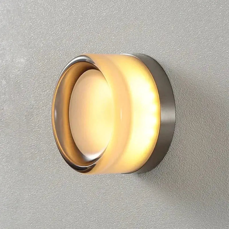 Modern LED wall lamp sconce in smoky grey metal with amber jelly decor