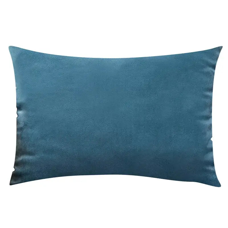 Soft velvet cushion cover by Simples Market, blue, 30×50 cm, for living room sofa.