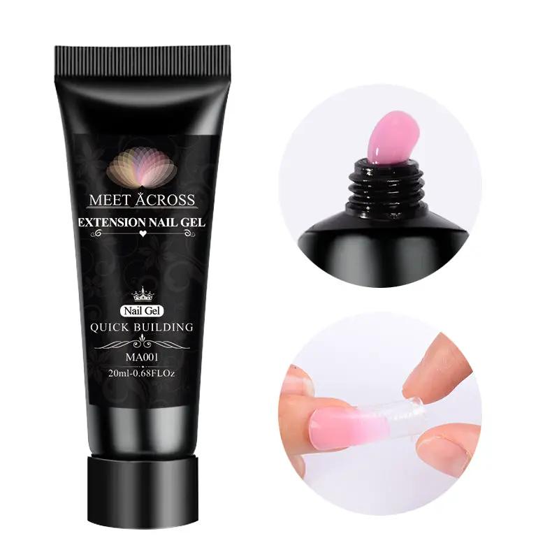 MEET ACROSS Extension Nail Gel tube, pink quick-building UV gel for nails, 20 ml