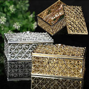 2 Pcs Mini Treasure Storage Jewelry Boxes Silver Color Hollow Flower Pattern Case For Necklace Earrings Ring