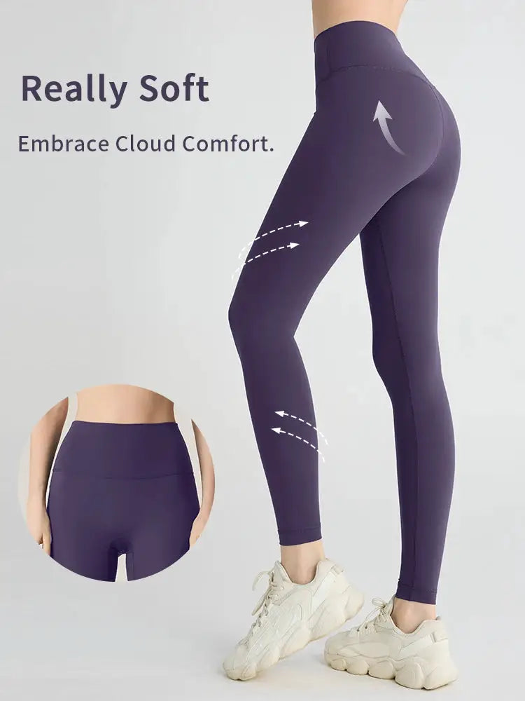 Yoga leggings for women by Simples Market, high-waisted purple