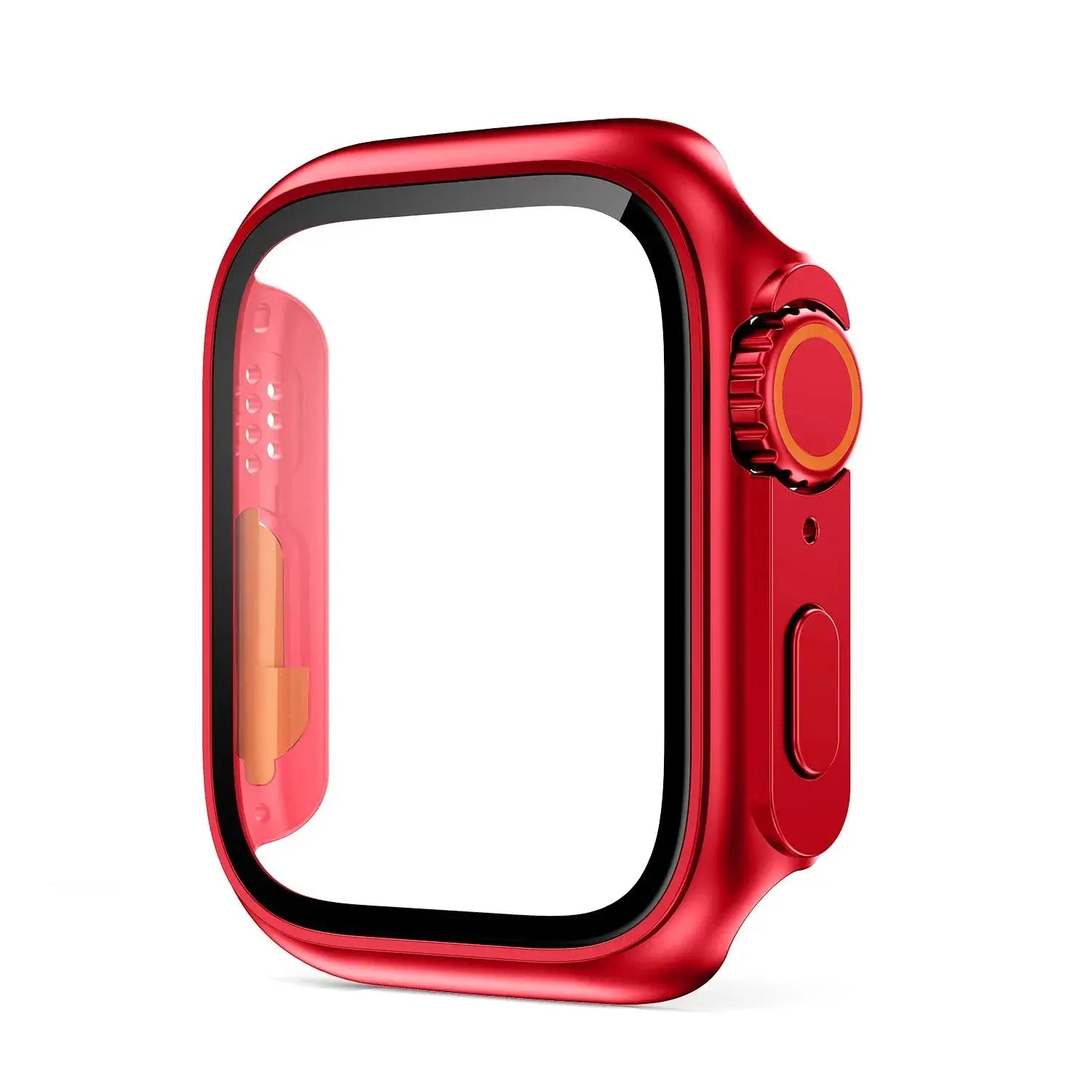 Glass+Case for Apple Watch red bumper with pink inner liner and screen protector by Simples Market