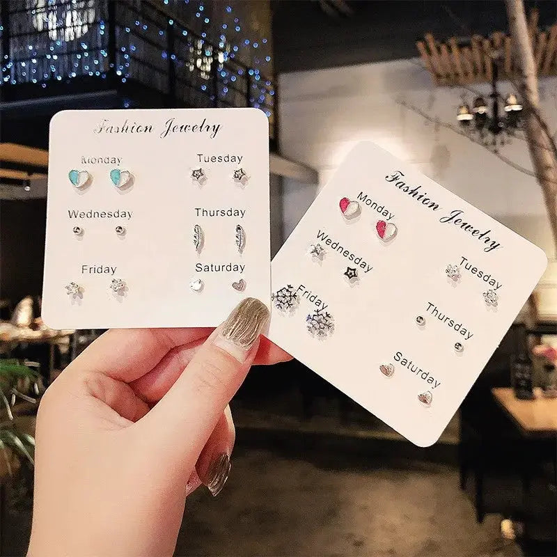 New S925 Silver Needle Stud Earrings Set For Women Girls Simple Cute Exquisite Mini Jewelry Gift Wholesale Direct Sales