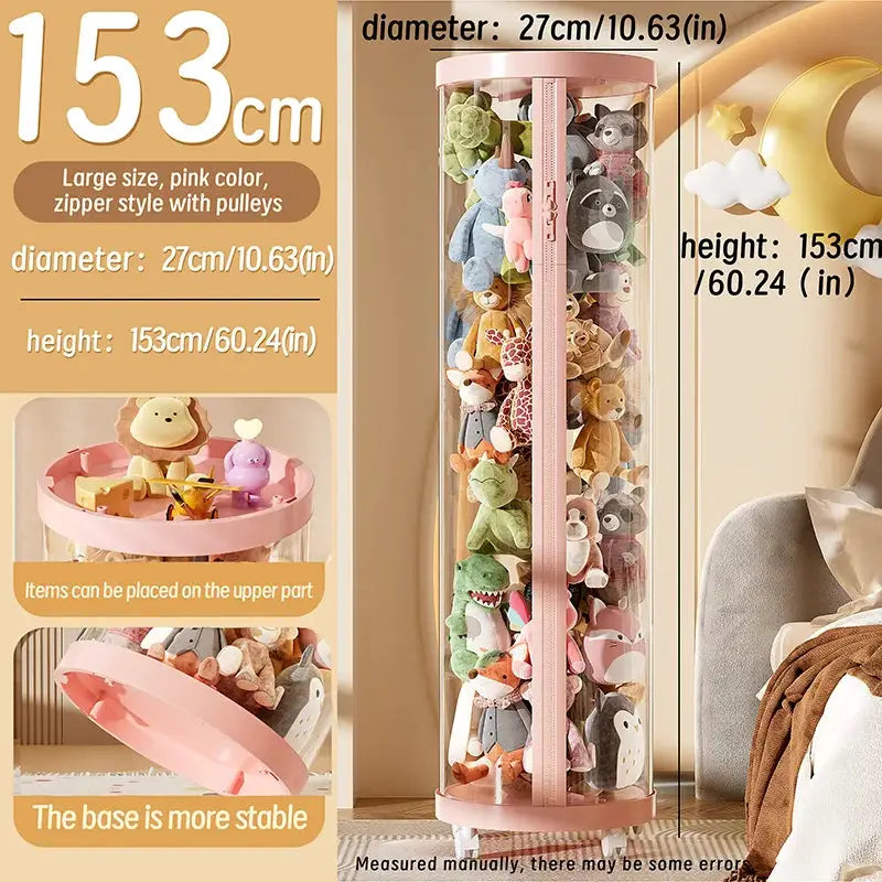 Transparent Doll Storage Box For Plush Toys And Dolls DIY Zipper Tube Organizer Christmas Gift For Kids