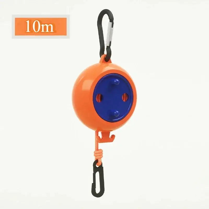 Simples Market retractable clothesline, 10m orange housing with blue reel, windproof outdoor drying cord