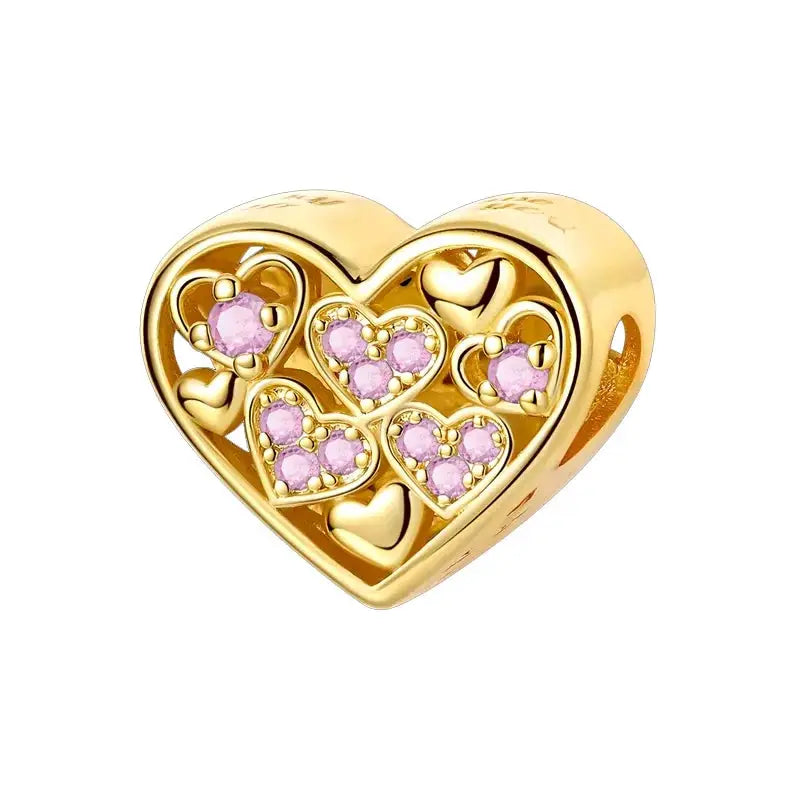 925 Sterling Silver Gold DIY Charms Beads Inlaid Zirconium Sun Leopard Pendants Fit Bracelet For DIY Jewelry Making