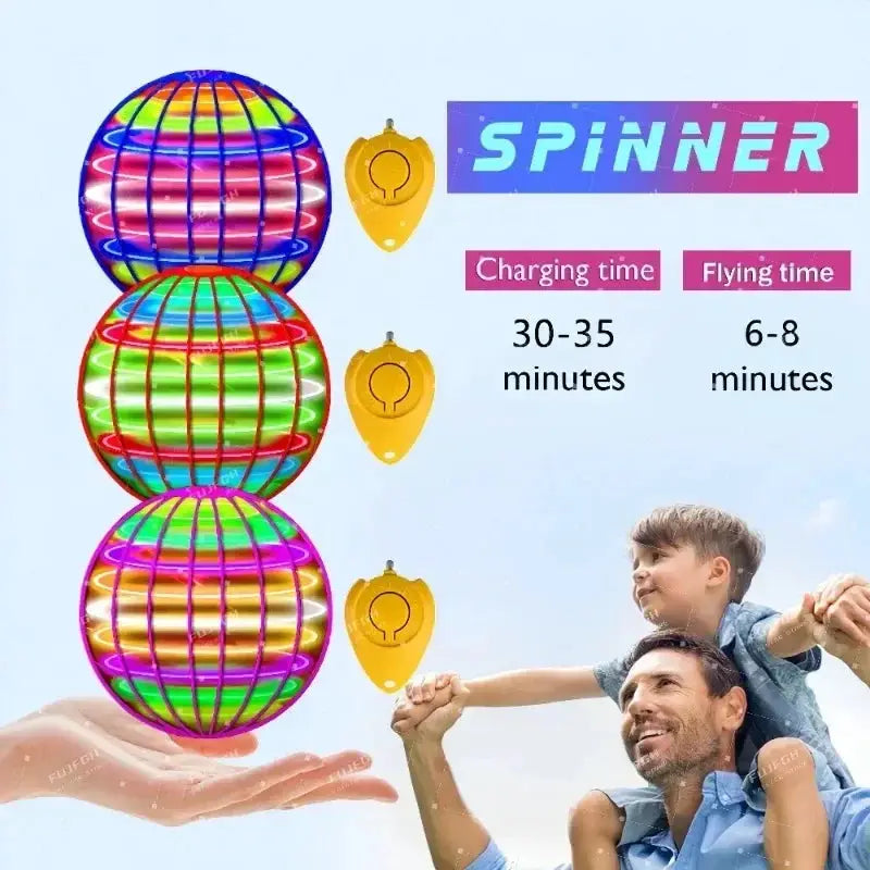 Flying Ball Hand Controlled Color LED Cosmic Globe 360 Degree Rotating Suspension Ball Toy for Indoor and Outdoor Play