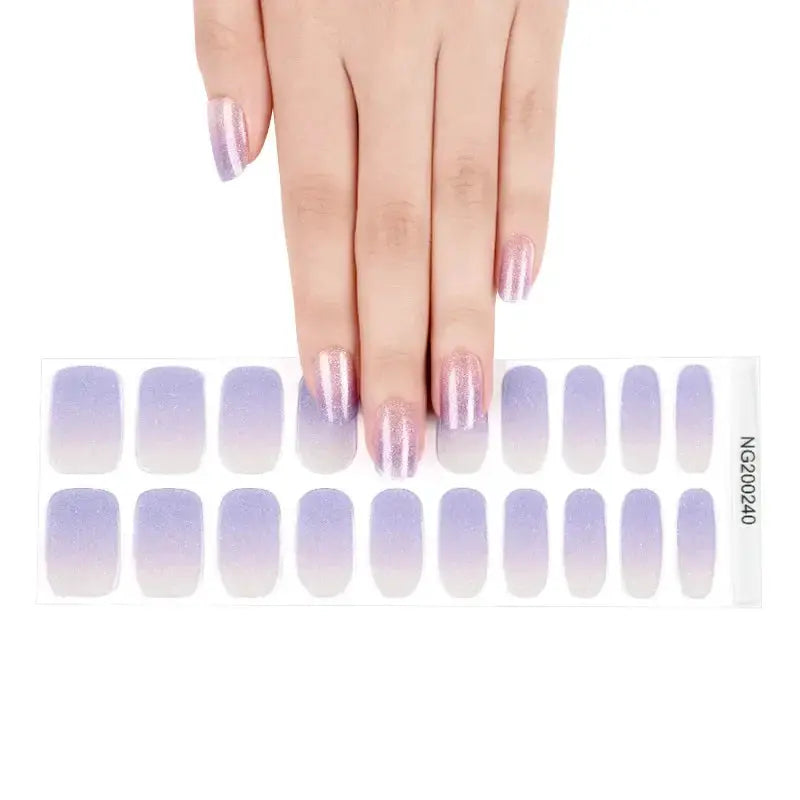 NailLux Semi Cured Nail Wraps For 16 To 20 Tips Easy Full Cover Adhesive Press On Nails Gel Finish UV LED Compatible