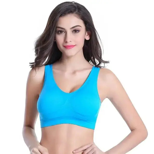 Simples Market blue seamless wireless bra for plus-size women, S-7XL, non-underwire