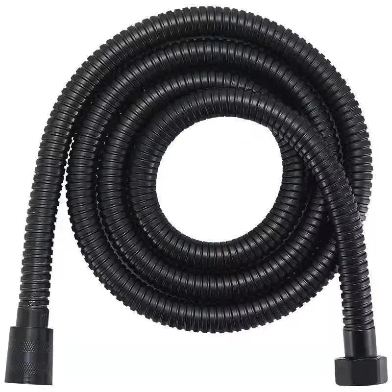 Simples Market black stainless steel shower hose, flexible coiled water pipe with screw-on ends, 1.5/2/3m