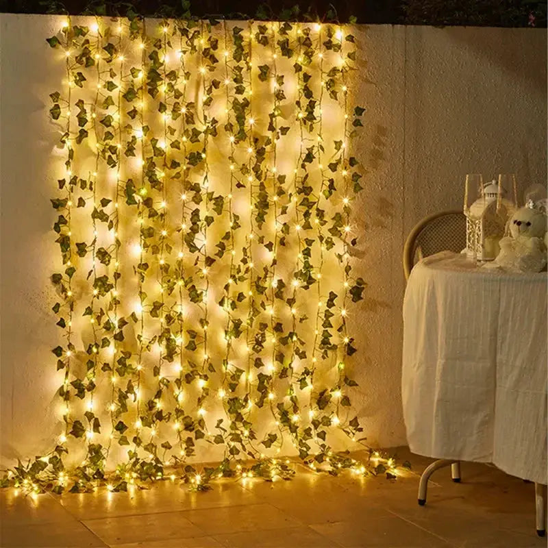 Flower Green Leaf String Lights Artificial Vine Fairy Lights Battery Powered Garland For Christmas Tree Home Decor