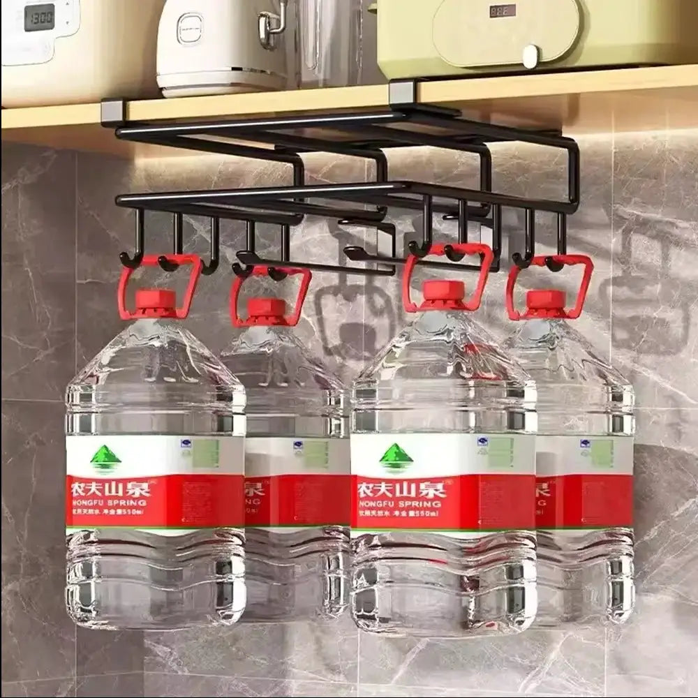 KitchenZen Under Cabinet Hanging Organizer Rack For Kitchen Storage Ideal For Cutting Boards Paper Towels Rags And More
