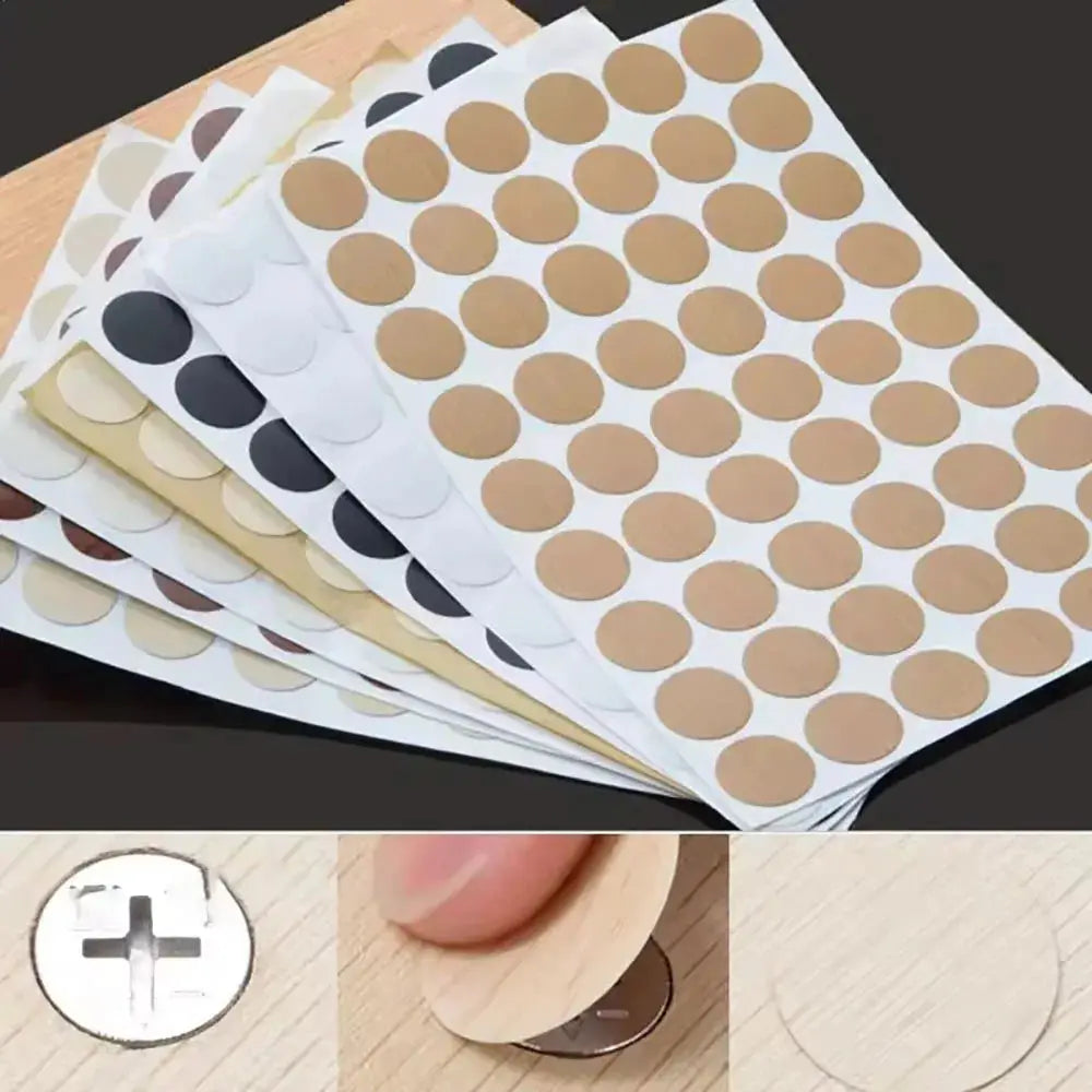54 Piece Set Wooden Furniture Self Adhesive Screw Cap Stickers For Covering Screws And Holes On Desks Cabinets Drawers