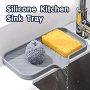 SiliconeEase Faucet Mat And Kitchen Sink Tray All In One Drain Pad For Soap Sponge Drying On Countertop