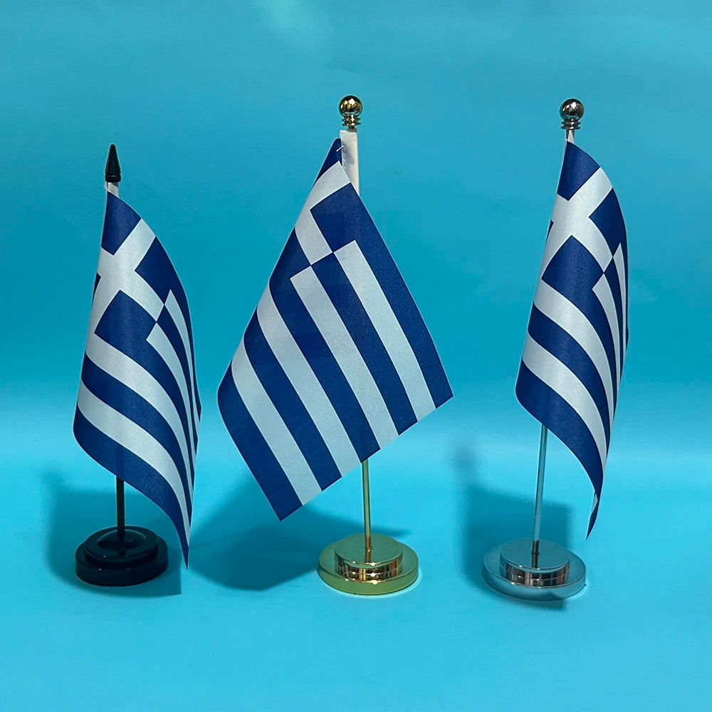 Greek Desk Flag 14x21cm Polyester National Banner for Office