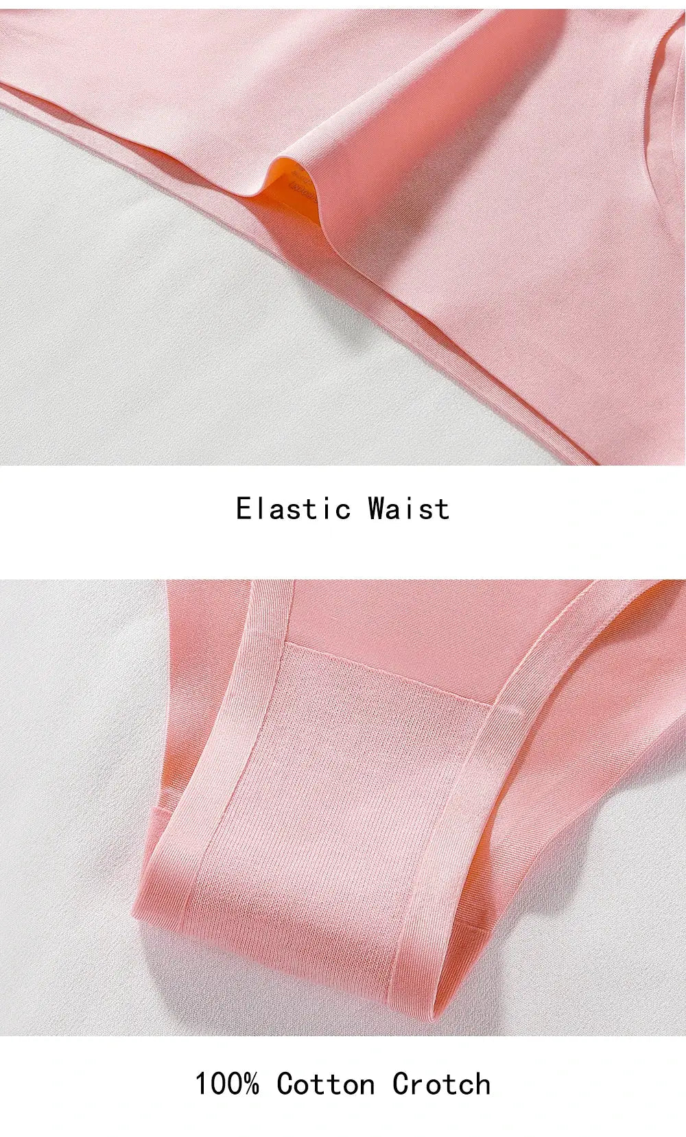 Pink 3-piece seamless panties with elastic waist and 100% cotton crotch panel
