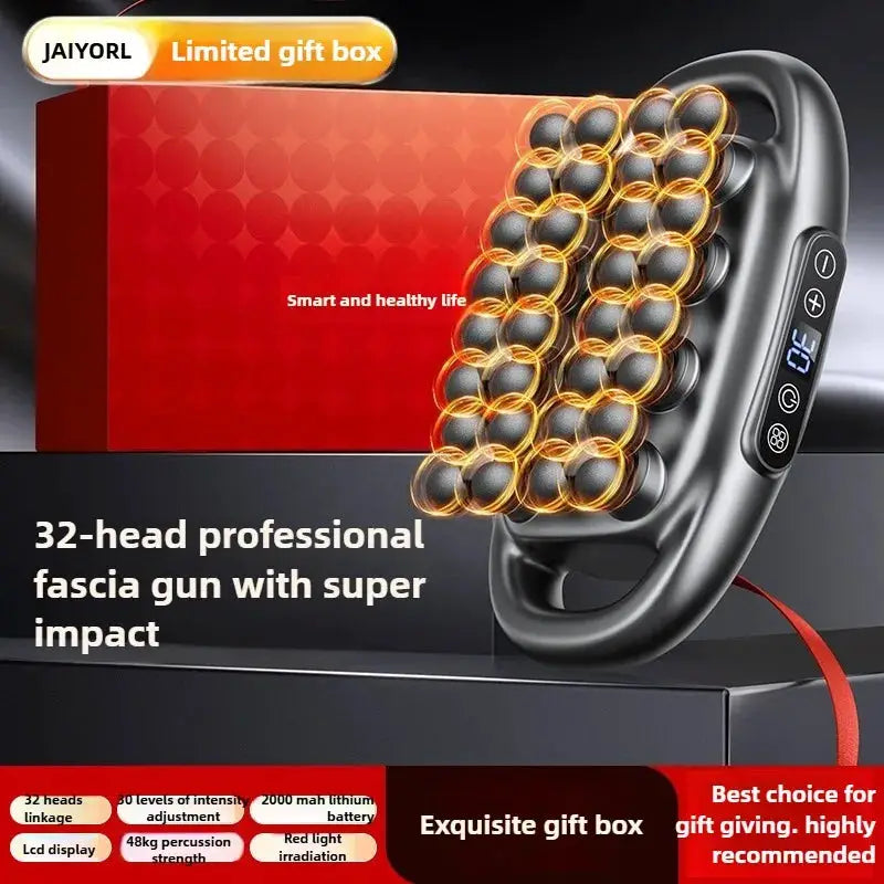 32-head massage gun in black with LED display and gift box by Simples Market