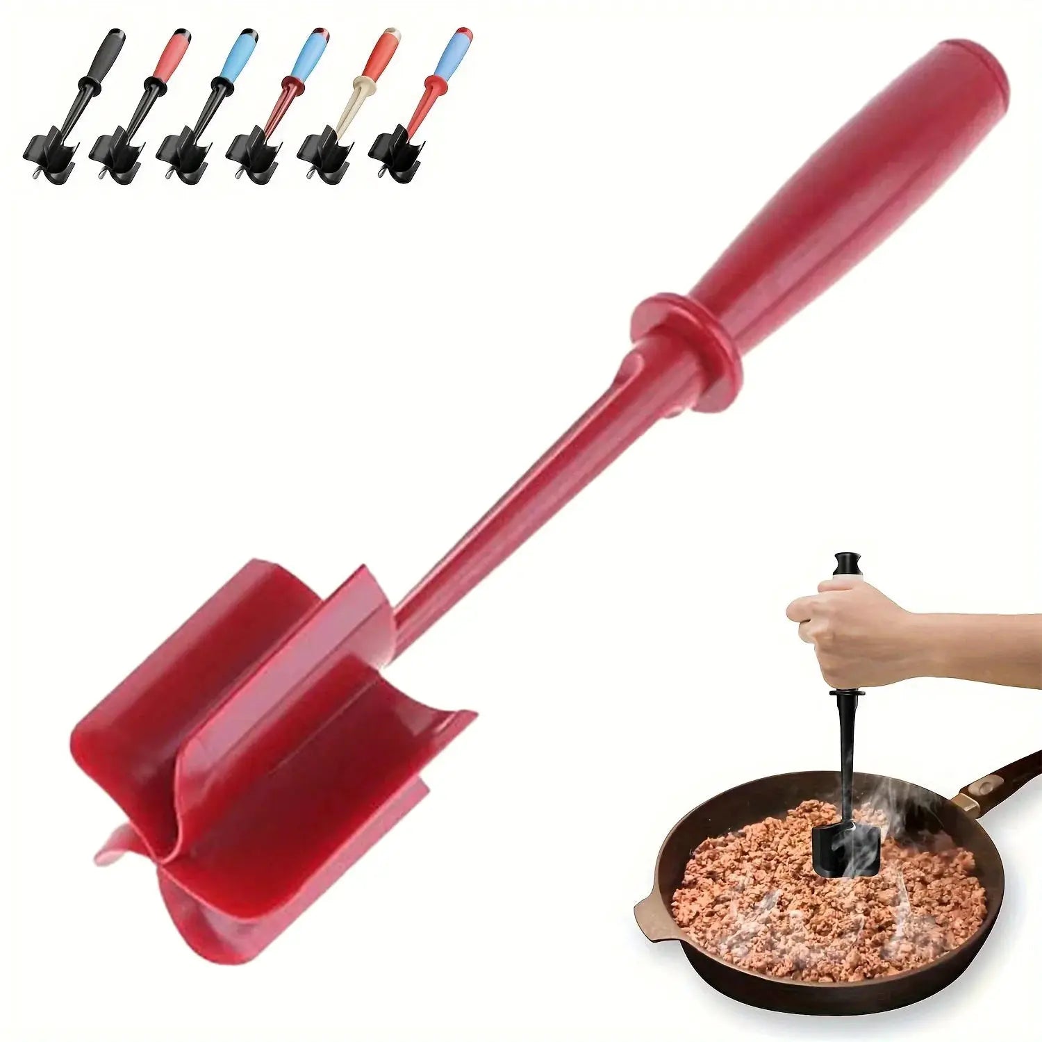 Meat Chopper And Masher With 5-Blade Heavy Duty For Burgers And Hash Browns Nonstick Dishwasher Safe Heat Resistant Grip