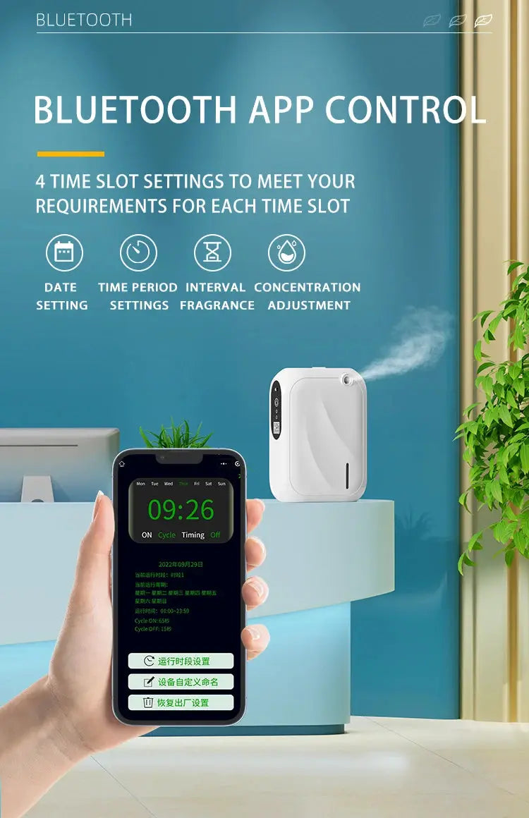Coverage 200m³ Aroma Diffuser Machine Bluetooth APP Control Fragrance Diffuser Wall Mounted Smell Distributor For Home Fragrance