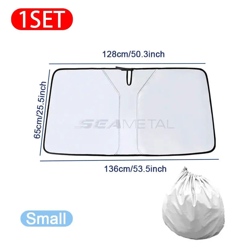 Simples Market BLALION car windshield sun shade, foldable silver UV-blocking visor with carry bag, 1 set