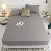 Fitted sheet Simples Market: solid grey 100% polyester with elastic edges for bed (pillowcases not included)