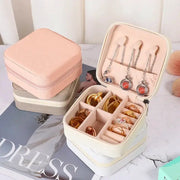 LuxeNest Mini Jewelry Storage Box Portable Travel Organizer for Earrings Necklaces and Rings in Durable PU Leather